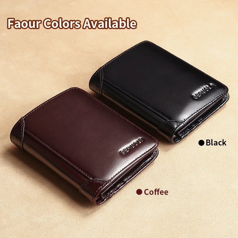 Oil Wax Head Layer Cowhide Men's Wallet with 30% Discount, Multiple Card Slots, Large Capacity, Holiday Gift Giving