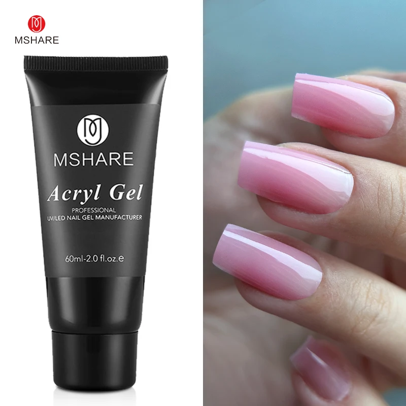 MSHARE Poly Nails Acryl Gel 60 ml Builder UV Led Acrylgel Nägel Extensions Acryl Rosa Weiß Klar Acryl Hema Tpo Free Gel