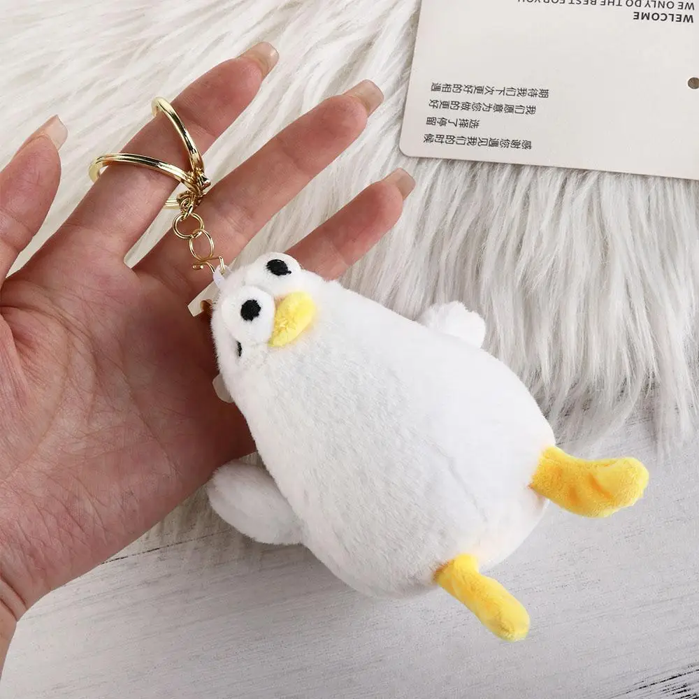 Lovely Plush Stuffed Chicken Plush Keychain Soft Animal Seagull Pendant Key Ring Car Key Pendant Doll Gift