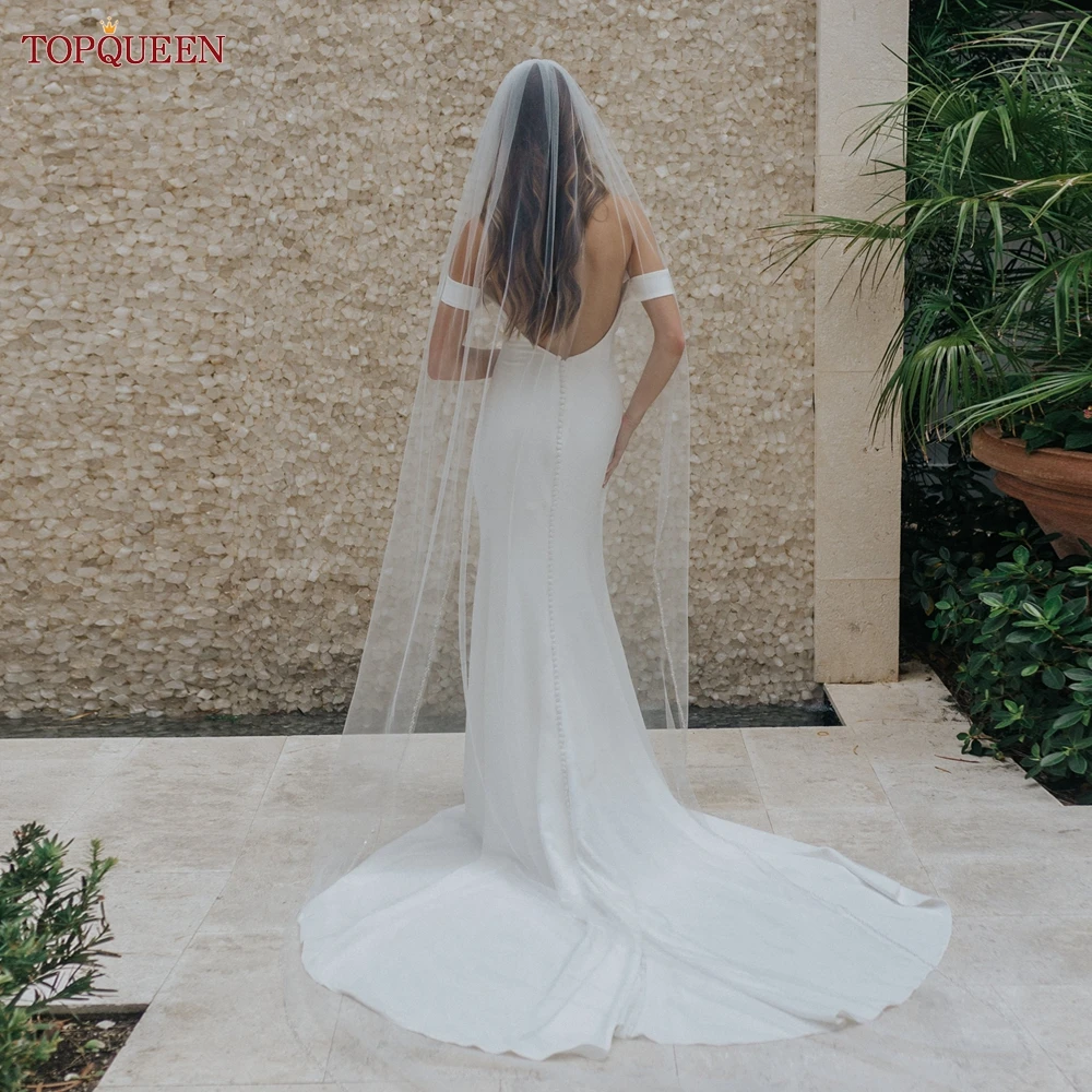 TOPQUEEN V128 ブライダルウェディングベール クリスタルビーズエッジ ブライダルベール ロング クリスタルエッジ付き ウェディングアクセサリー カスタマイズ可能