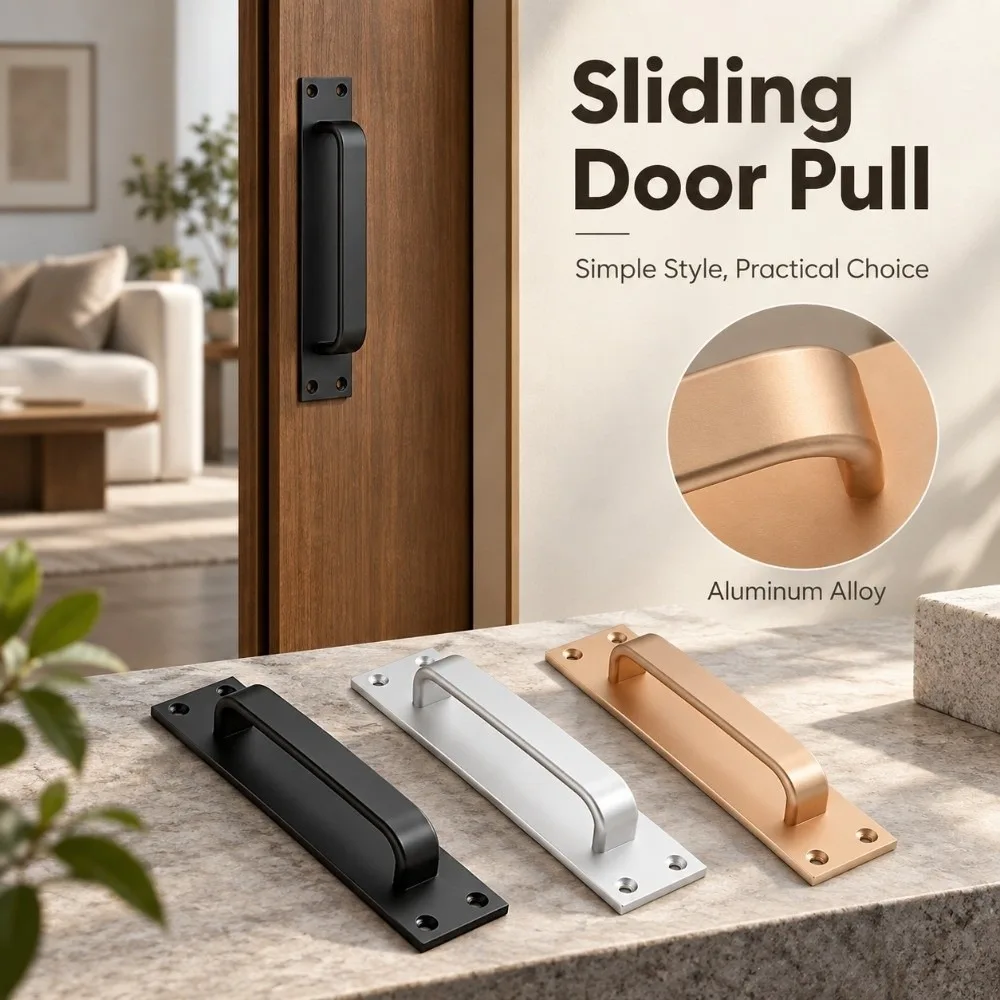 1pc Versatile Aluminum Alloy Sliding Door Pull Easy Installation Rust-Proof Door Handle Heavy Duty Drawer Pull