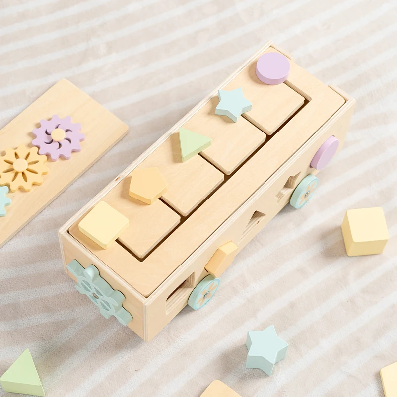 Wooden Sorting Toy Montessori Shape Sorter Color Matching Box Game Early Educational Learning Sensory Toy for Preschool Toddlers