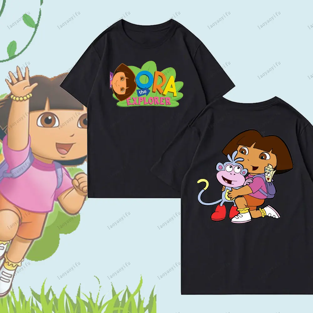 تي شيرت دورا ذا اكسبلورر بنمط كرتوني لطيف تي شيرت مريح ذو طابع شخصي للجنسين والنساء والرجال تي شيرت موضة الشارع Harajuku #5