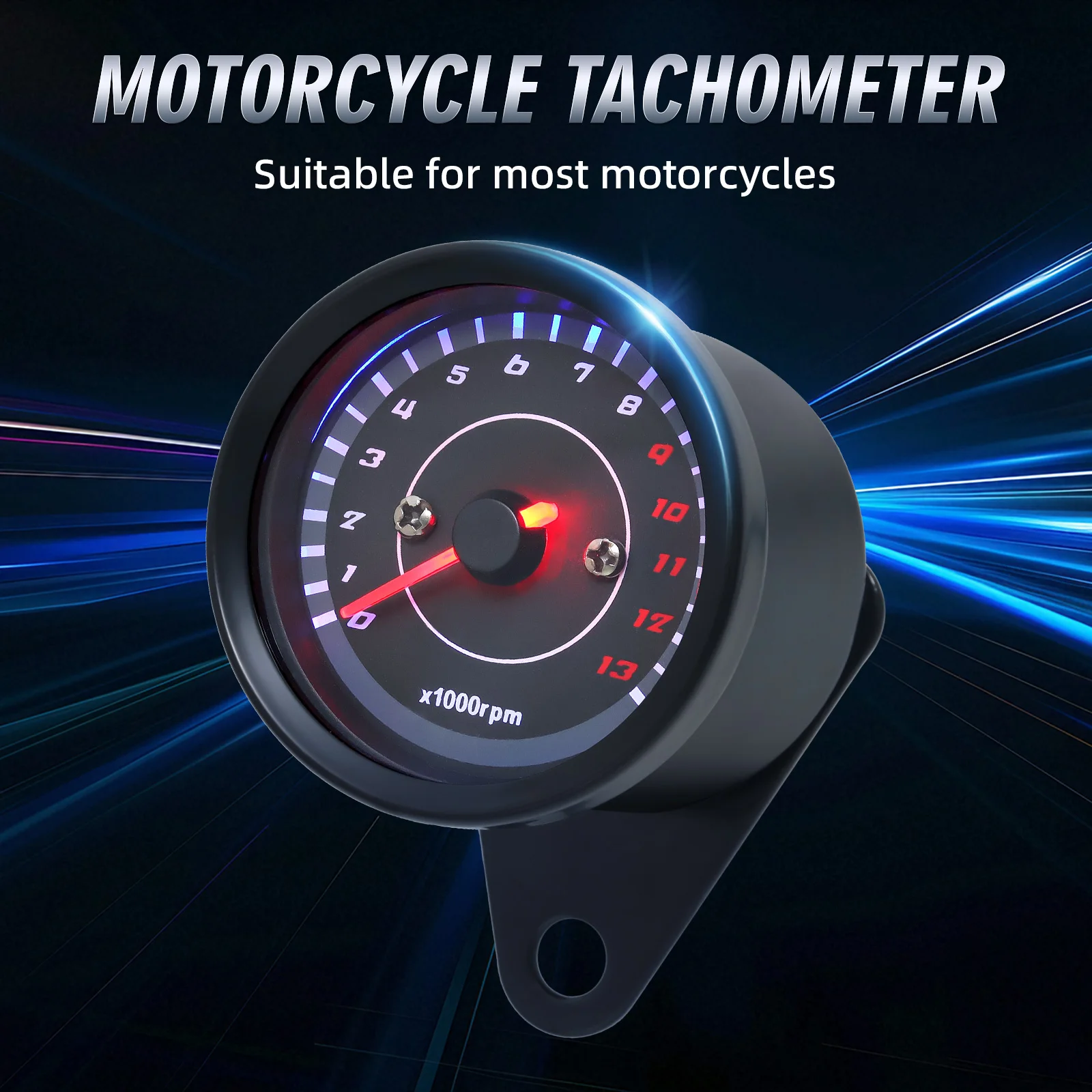 * Motorcycle Universal Tachometer LED Screen DC 12V Meter Gauge 13K RPM Motorbike Parts For Honda/Yamaha/Suzuki Tach Meter Gauge