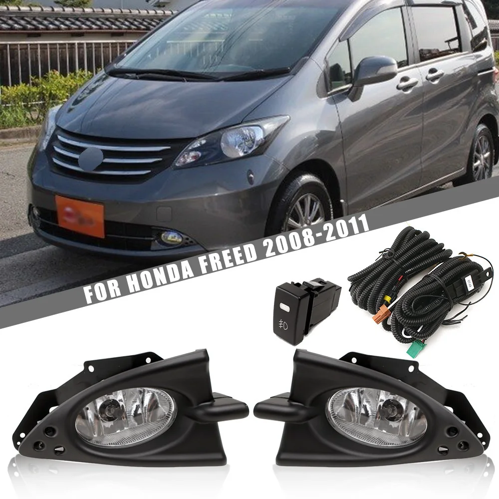 

July King Car 4300K Halogen Fog Lamp Assembly Compatible for Honda Freed 2008 2009 2010 2011, Blub + Bracket + Harness + Switch