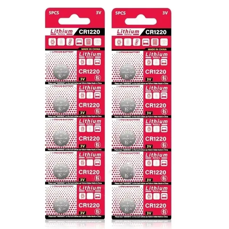 CR1220 Battery 3V High Capacity Long-Lasting Lithium Button Cell Coin Batteries for Watches Calculators Healthcare Device KeyFob