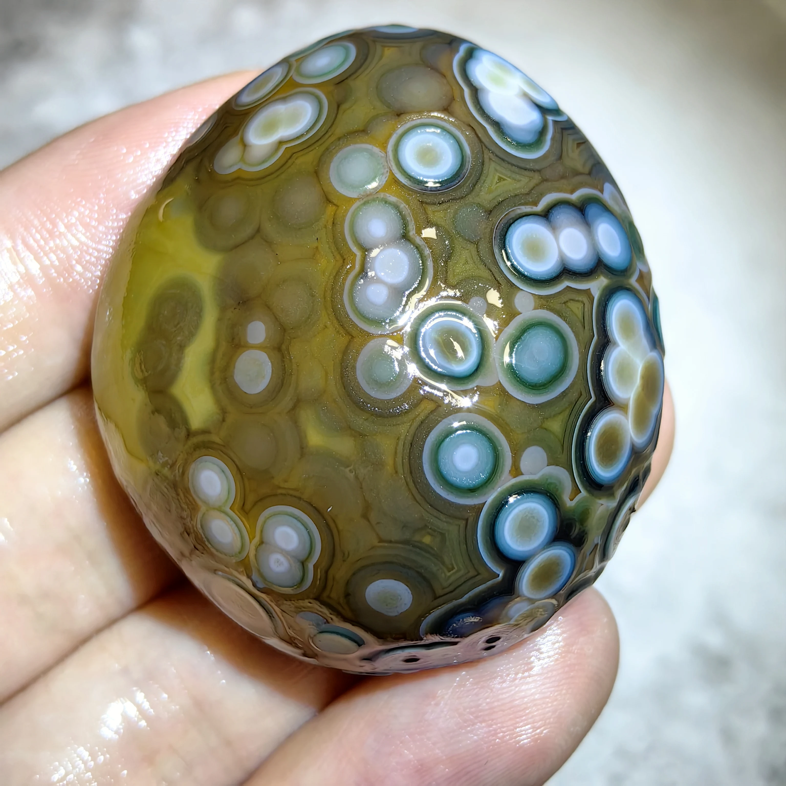 Natural Gobi Crystal Agate Eye Stone, Alxa Desert Flower Eye Cabochon, Rare Gemstone, Unique Mineral Specimen for Collection