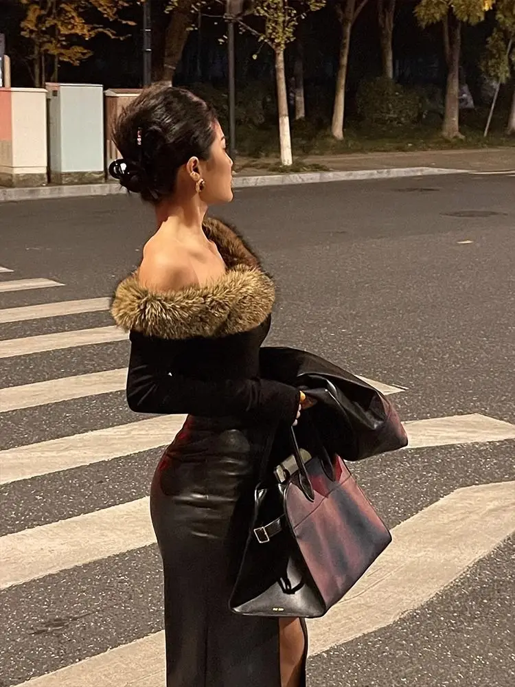 الأمريكية Gyaru Acubi Alt الجرونج تونك مثير قبالة الكتف المحاصيل الأعلى Ropa De Mujer القوطية Y2k تي شيرت جرافيك الفراء الرقبة المحملة