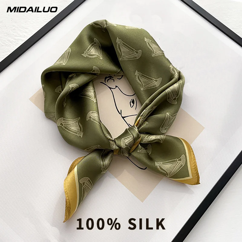 

100% Mulberry Silk Square Scarf 20.87x20.87 Inch Breathable Decorative Headscarf Elegant Accessory Non-Stretch for Outdoor Use
