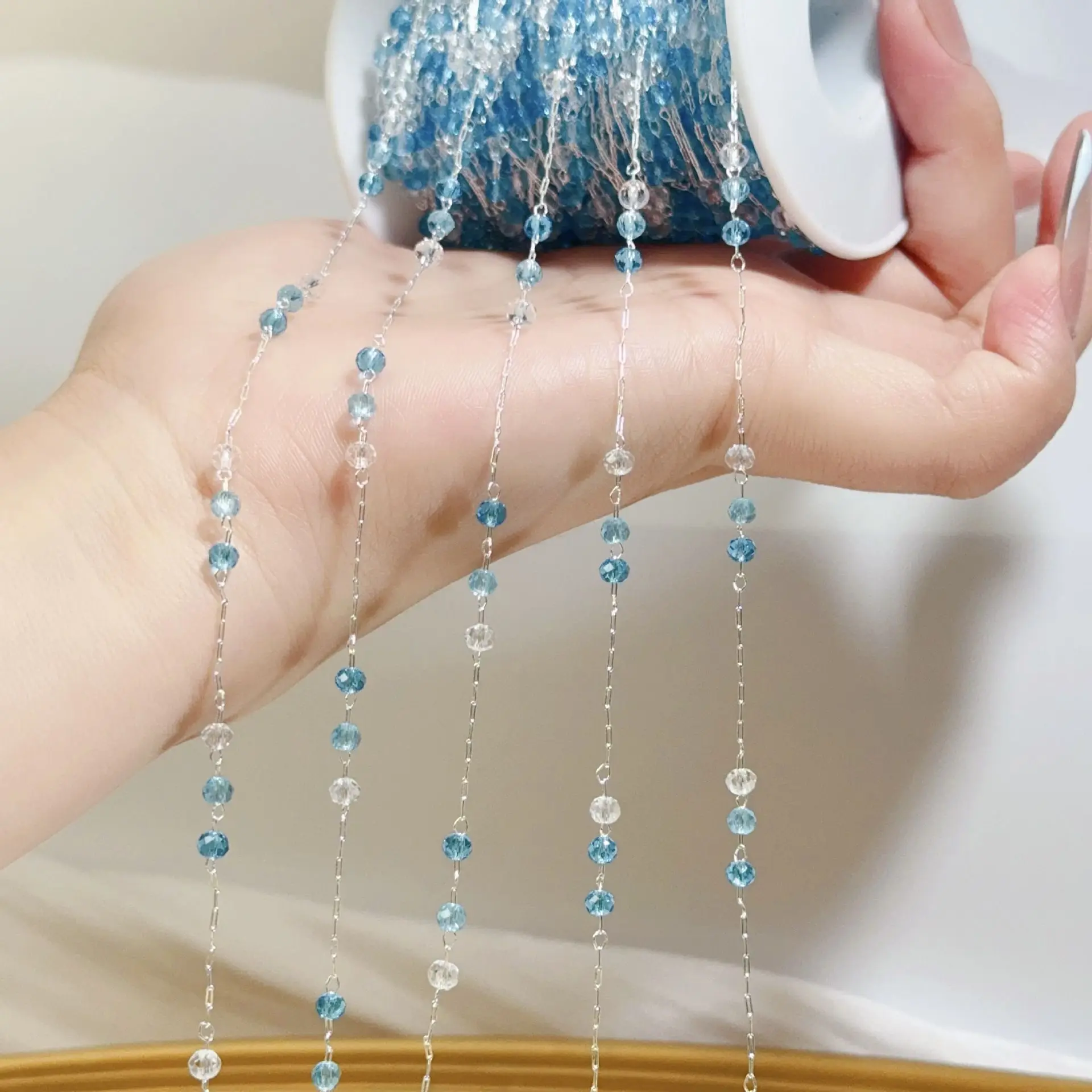 Fun Candy Color Crystal Chain, Dopamine Beaded Strand, Pure Copper Colorfast DIY Accessory