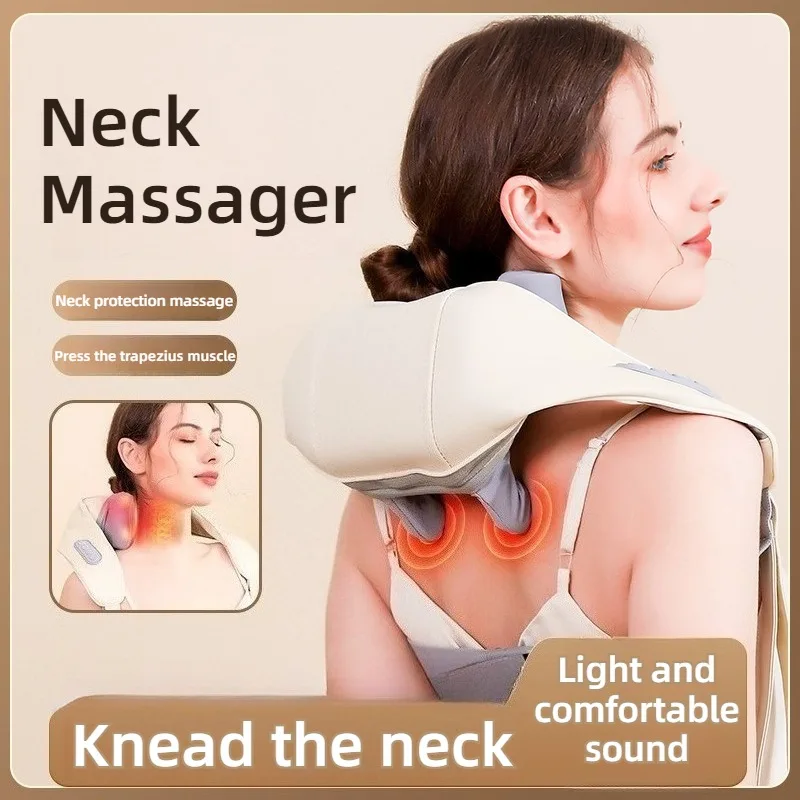 

Noiseless Electric Neck Shoulder Massager Bionic Wireless Vibration Heating Neck Massage Device Professional Muscle Massager