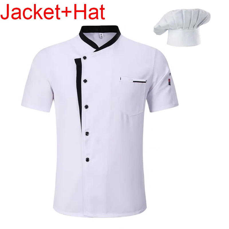 Catering Uniform Set Restaurant Outfit Kitchen Work Shirt andCap for Food Service Bakery Café Waiter Workwear Cooking Chef Jacke