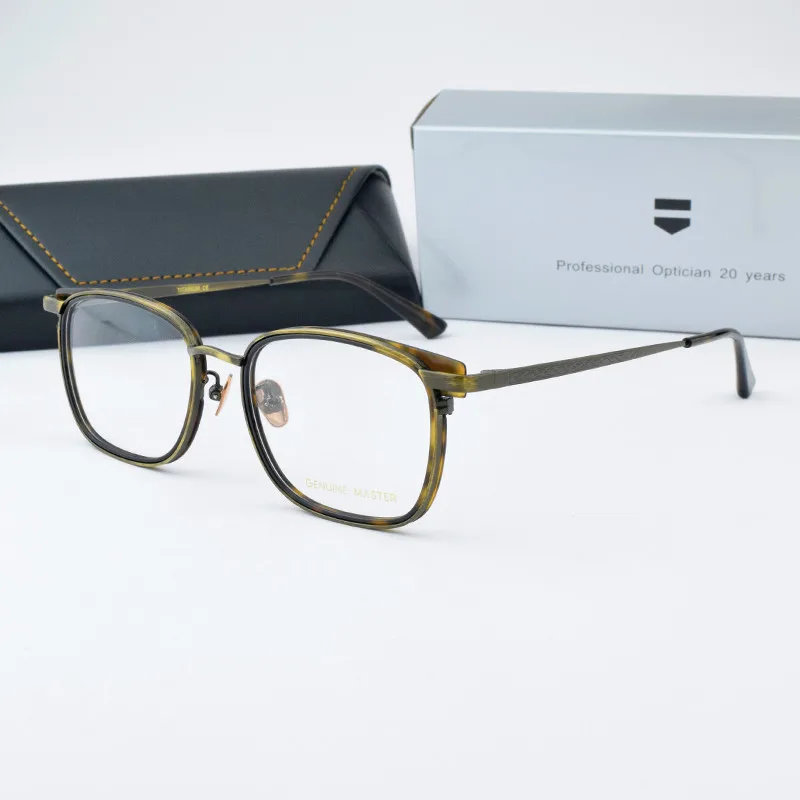 

GMS615TS Titanium Glasses Frame Men Retro Square Prescription Eyeglasses frames for Women acetate Vintage Myopia Optical Eyewear