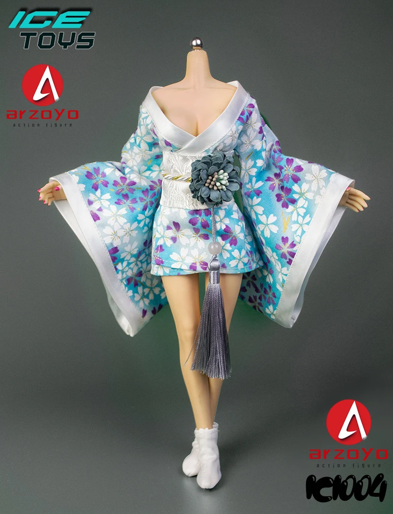 رداء حمام من ICE TOYS IC1004 للنساء طراز 1/6 مطبوع عليه كيمونو رداء حمام ملابس الجندي مقاس 12 بوصة دمى على شكل جسم