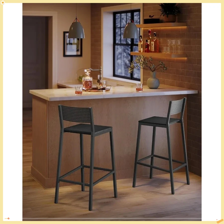 Set di 2 sgabelli da bar, sedie da bar per cucina, sala da pranzo, industriale, grigio antracite e nero