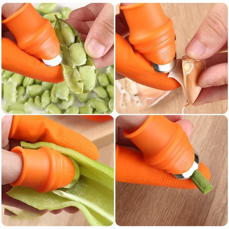 Multifunction Silicone Finger Protector Thumb Knife Protector Gears Cutting Vegetable Harvest Knife Pinching Plant Blade Gloves