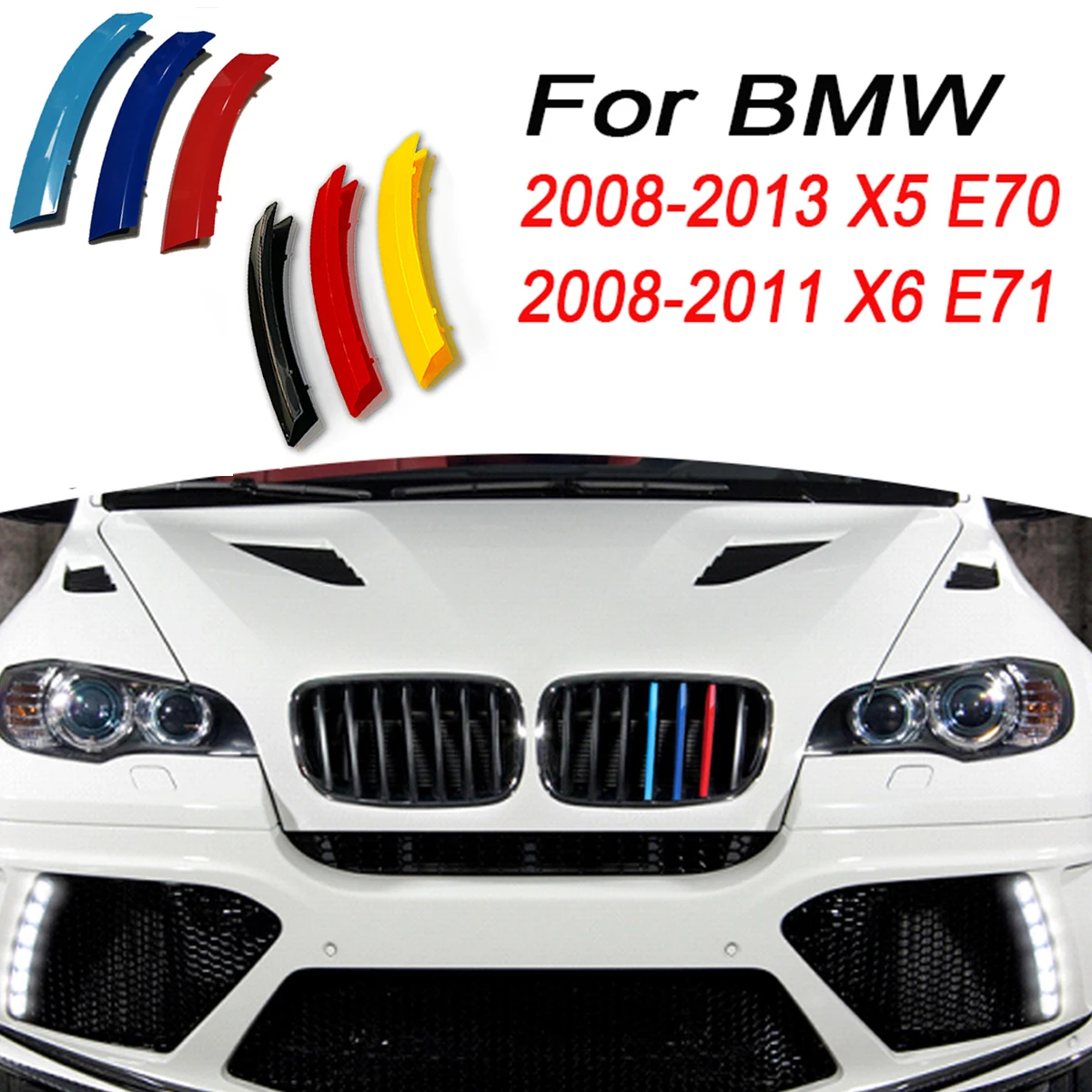 ZEMAR BMW X5 E70 2008-2013 X6 E71 2008-2011 Набор гоночных грилей из АБС-материала, цвет флага Германии