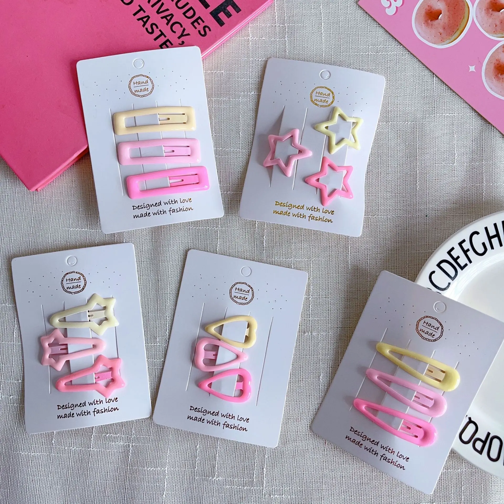 

15 шт., розовые заколки для волос для маленьких девочек, челка для малышей, заколка со звездой по бокам, заколка для лба, заколка для волос, маленькая заколка для волос, головной убор HP01