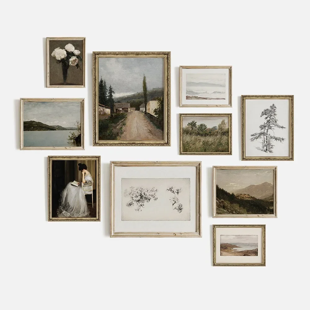 Toile à l'huile de pays Vintage, peinture sur affiche, jardin Floral de roses, imprimés d'art européen, galerie botanique rétro, décor d'images murales