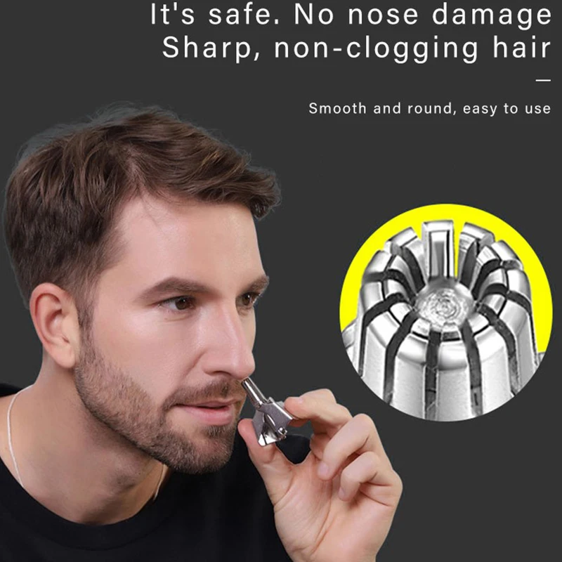 

Stainless Steel Nose Hair Trimmer - Manual Reusable Trimmer for Men & Women, Washable with Cleaning Brush