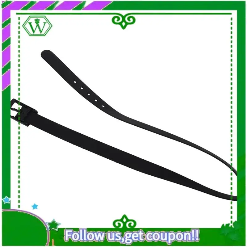 A18P-4X Sabuk Silikon Pria Wanita Gesper Plastik Karet Gaya Kulit Polos Dapat Disesuaikan-Hitam