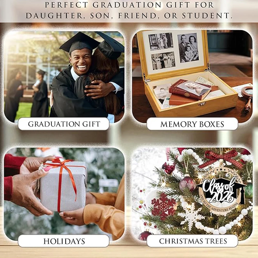 Class of 2026 Ornament, Wooden Graduation Christmas Ornaments, Graduation Gifts for Son, Daughter, College Senior High School view 4