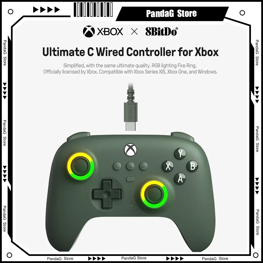 

8BitDo Ultimate C Wired Gaming gamepad Controller for Xbox RGB Lighting Fire Ring and Hall Effect Joysticks Windows 10/11 wukong