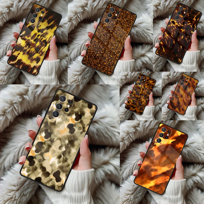Tortoise Shell Pattern Marble Phone Case For Samsung Galaxy S24 S25 S26 Ultra S22 S23 Plus S21 S20 FE Note10 TPU Cover