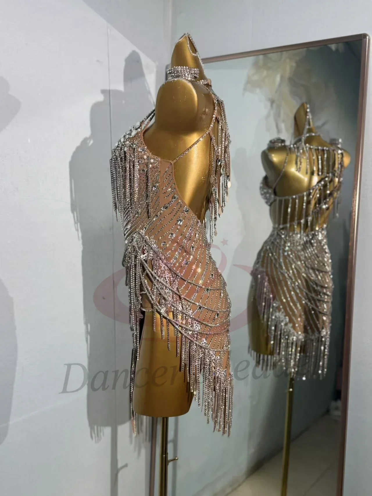 فستان رقص لاتيني، فستان مجوف بلون صحراوي مخصص عالي الجودة، ملابس احترافية لمرحلة التانغو للسيدات البالغات والأطفال #3