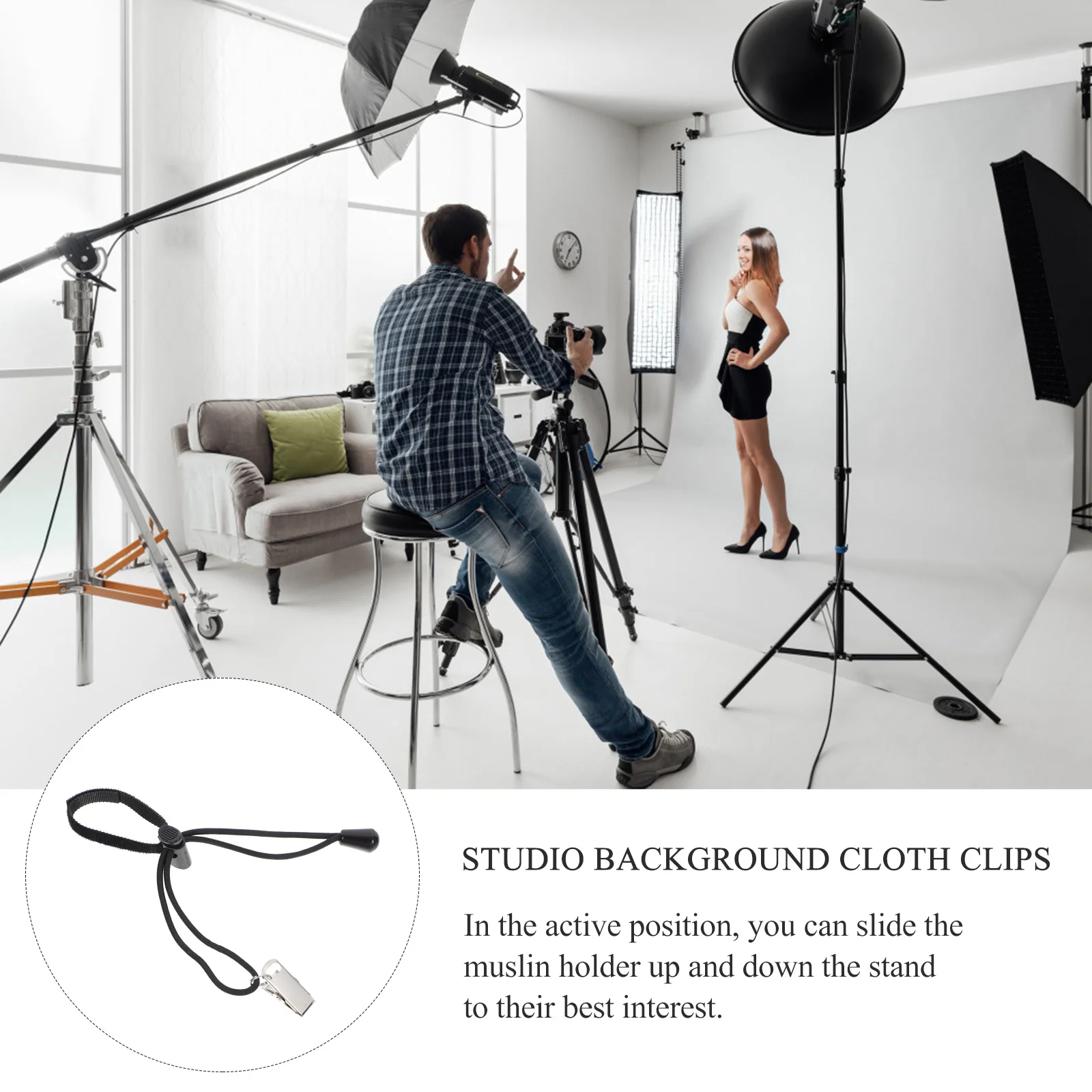 

12Pcs Nylon Background Clips Adjustable Elastic Flattening Holder for Studio Photo Video Backdrop Background Clips