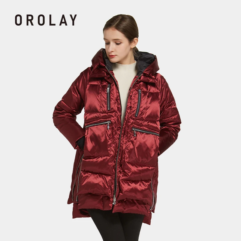 Orolay ผู้หญิงหนาเสื้อคลุมขนเป็ดหลวมความร้อน Parka