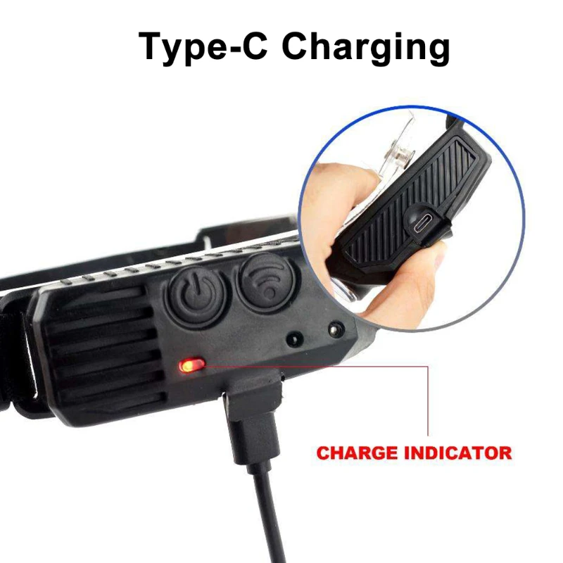 LED Induction Headlamp USB Rechargeable Headlight Portable Flashlight Torch Outdoor Camping Fishing Hiking Waterproof Lantern