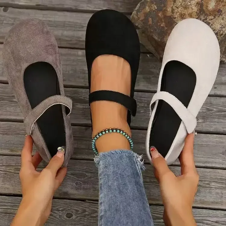 Zapatos planos Mary Jane, zapatos de cuero de corte bajo sin cordones Vintage francés para mujer, nuevo estilo de otoño, talla grande, diseño Simple de goma