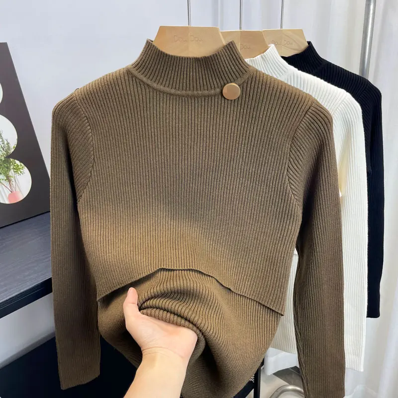 

Осенне-зимний свитер для беременных и кормящих мам с пряжей Core-Spun — утолщенные теплые и утягивающие рубашки для грудного вскармливания для послеродового периода