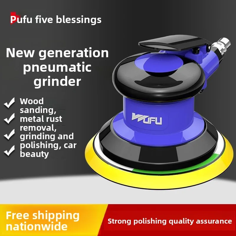 Pneumatic Air Sander Polisher Machine for Car Detailing Waxing Sanding Rust Removal, 5 Inch Disc, 11000RPM Industrial Buffing