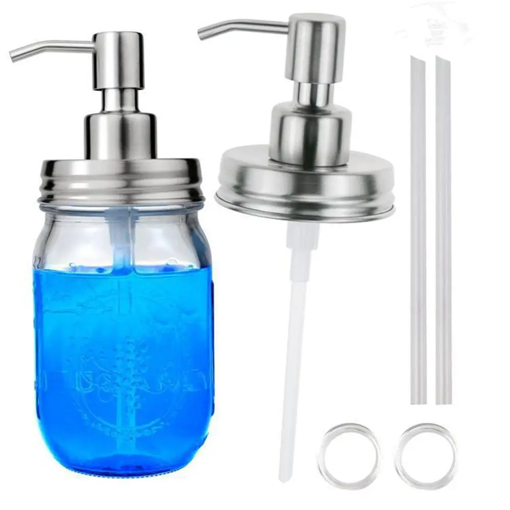 Mason Jar Liquid Soap Dispenser Lids Pump Sealing Stainless Steel Bottles Lid For Regular Mouth Canning Lids Jar Caps