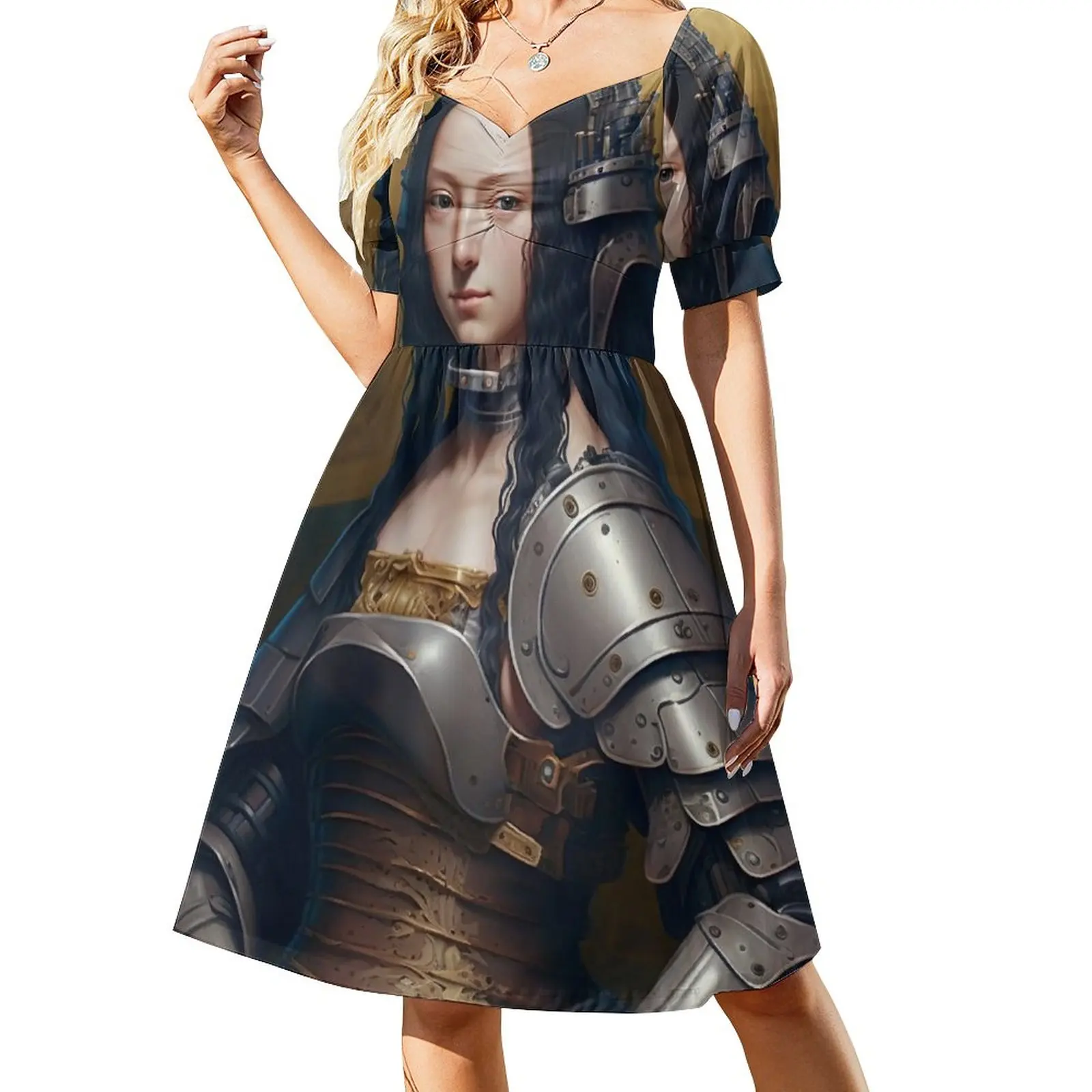 Mona Lisa Anime Style Wearing Armor Sleeveless Dress summer dresses for women 2024 Woman's evening dress