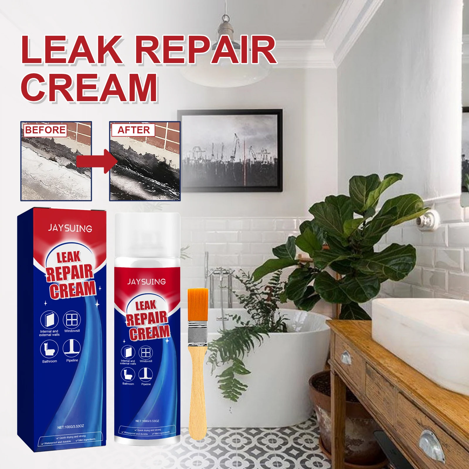 Invisible Leak Stopper Strong Adhesive Quick Dry Waterproof Coating Anti-Mold Resistant For Roof Pipe DIY Sealing Repair Agent