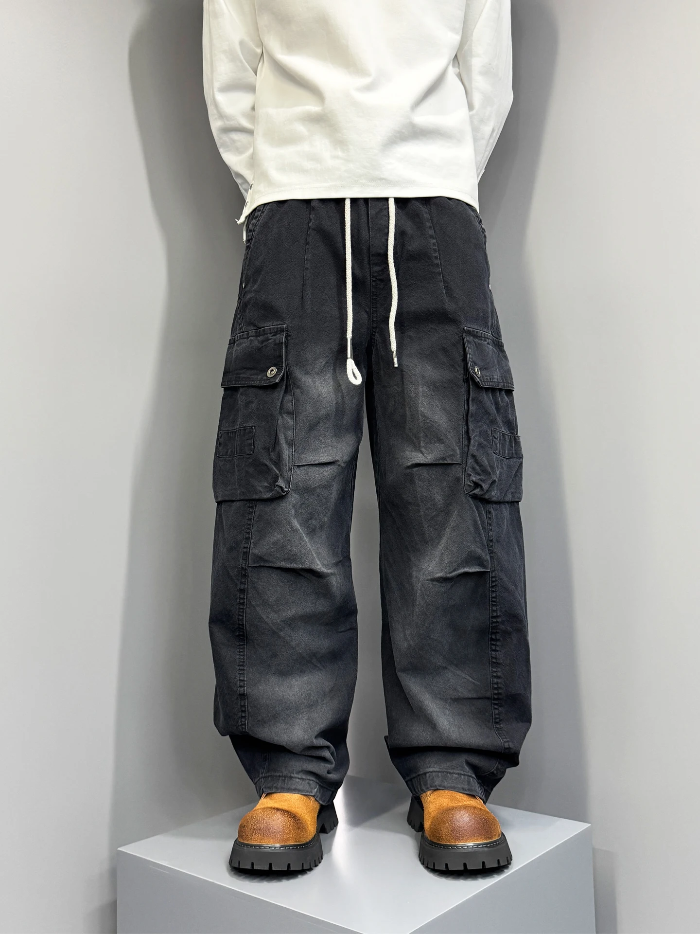 

Worn Resistant Men's Jeans Folded Workwear Loose Fit adient All-Match Pants Autumn New Arrival American Sle Casual Jeans