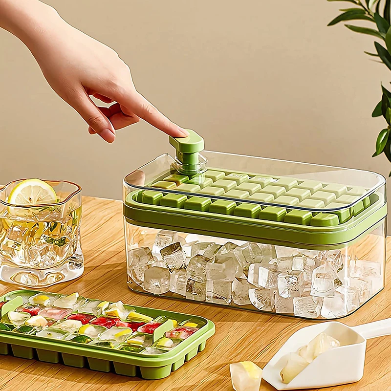 

Ice Cube Moulds Ice Making Box Homemade Ice Compartment Food Grade Push Ice Compartment Frozen Ice Cubes One Click Drag Ice