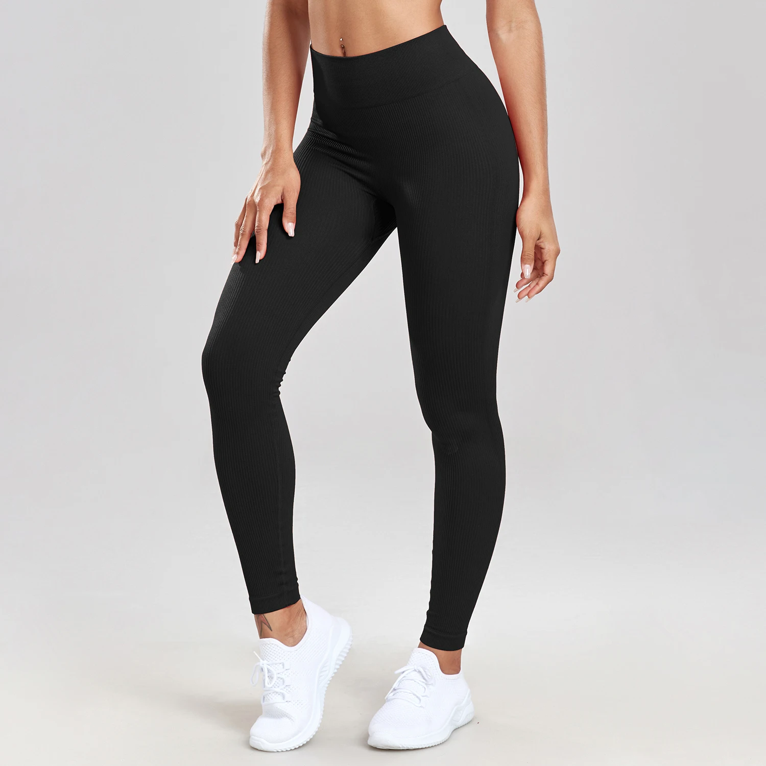 NORMOV Ribbed Yoga Pants Women Seamless Gym Leggings Women High Waist Sport Pants Push Up Fitness Pants Buttocks Workout Pants