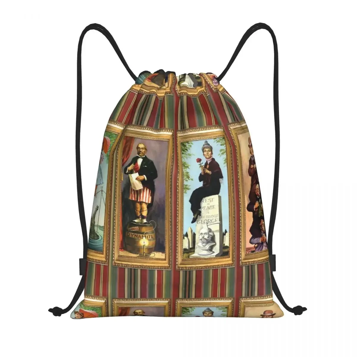 Haunted Mansion Drawstring Backpack Bags Women Men Lightweight Stretching Room Portraits Gym Sports Sackpack Sacks for Yoga