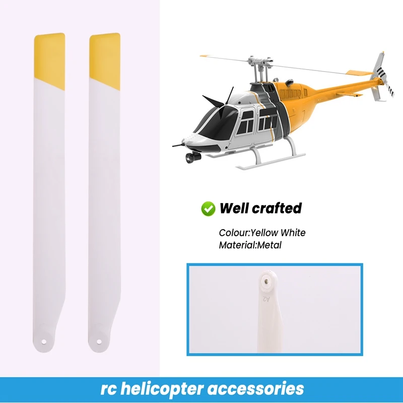 1Pair RC Toy Helicopter Upgrade C138 Rotor Wing Set For RC ERA C138 Bell 206 1:33 RC Toy Helicopter Parts Yellow