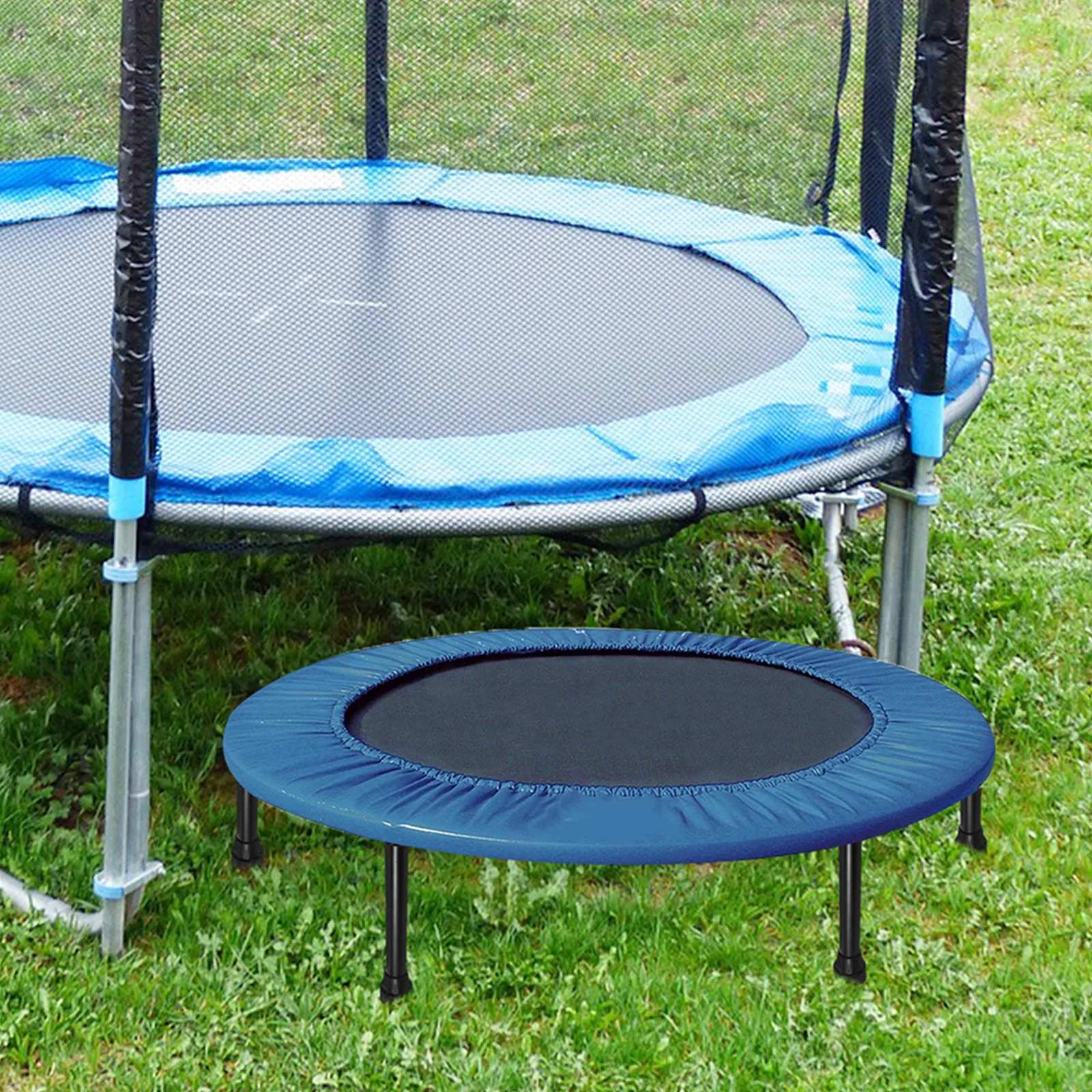 6Pcs Trampoline Legs Rubber Pad Shock Absorbing Stainless Steel Tube Replacement Part Trampoline Accessories Leg with Pad