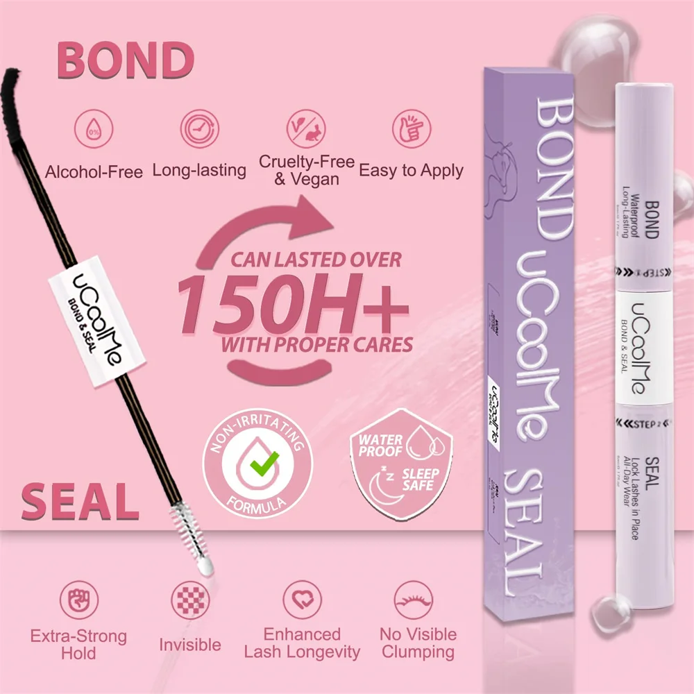 uCoolMe Lash Bond und Seal mit schnellem Kleberentferner, starkem Halt, 150 Stunden Wimpernverlängerung, wasserdichtes und langlebiges DIY-Make-up-Werkzeug – Detail 4