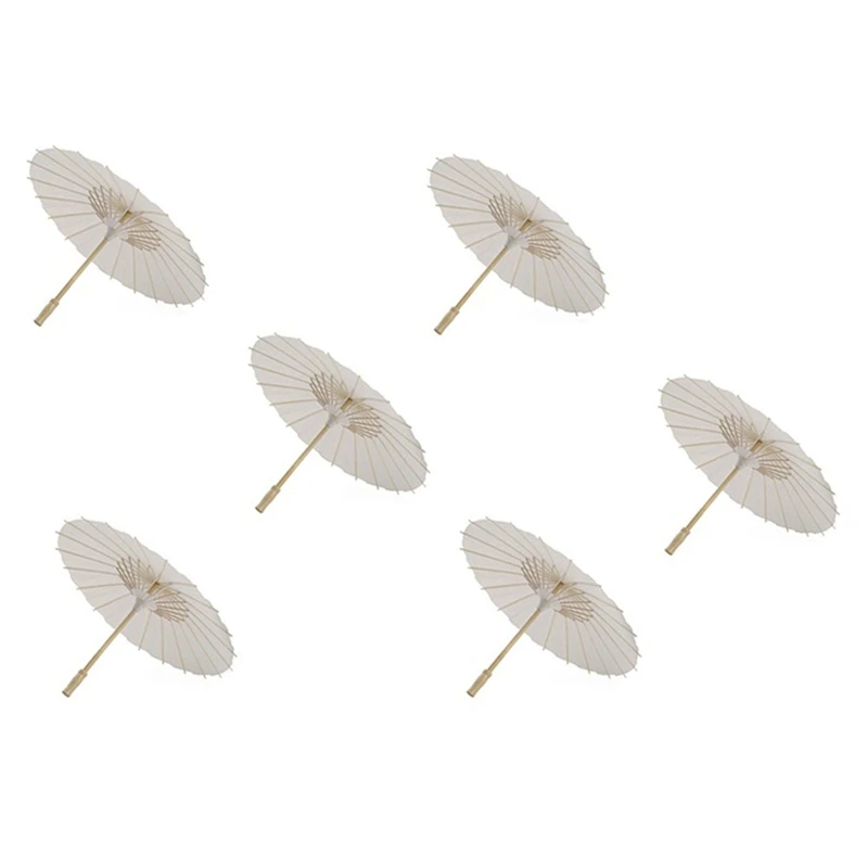 

A50I 6PCS Paper Parasol 60Cm Beach Umbrella White DIY Umbrella Photography Props For Baby Shower Party Wedding