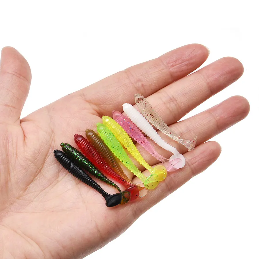 100 pz 4cm 0.47g richiamo di pesca plastica morbida piccola Ttail verme esca esca, nuoto wobbler isca pesca carpa pesca esca artificiale