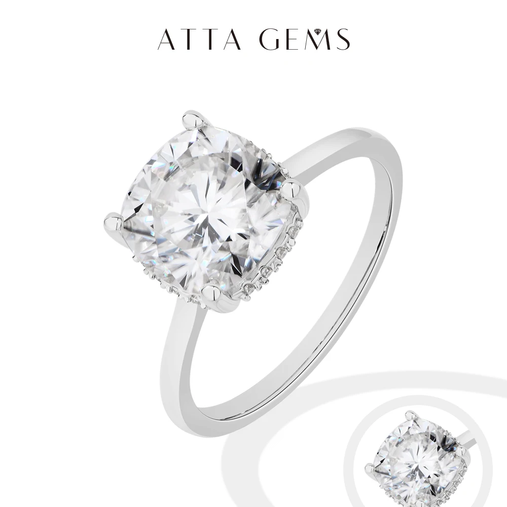 

Классическое кольцо с муассанитом ATTAGEMS Cushion Cut 3,5 карата для женщин DVVS1, настоящее серебро 925 пробы для помолвки, свадебные ювелирные изделия