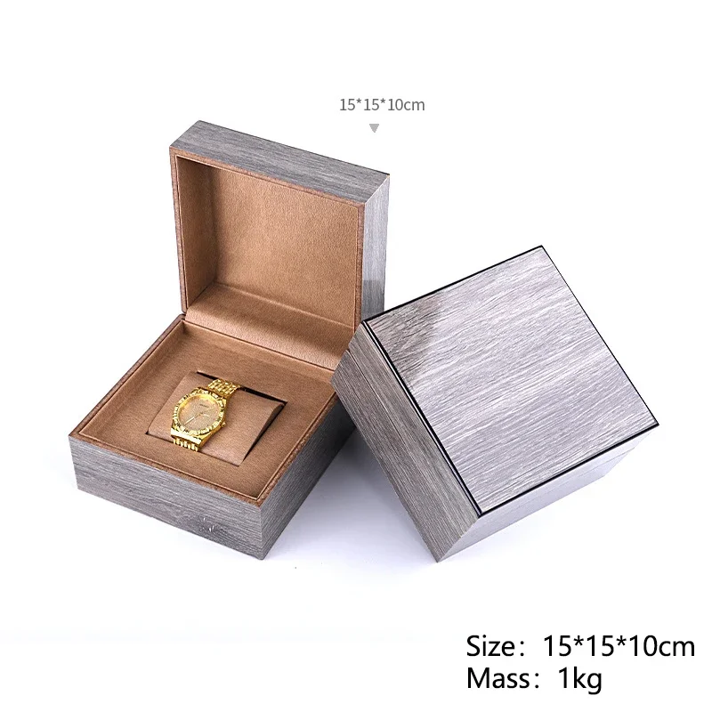 Customizable Logo High Grade Baking Varnish Surface Brown Watch Box Grey Watches Case Boxes for Luxury Gift Jewlery Organizer