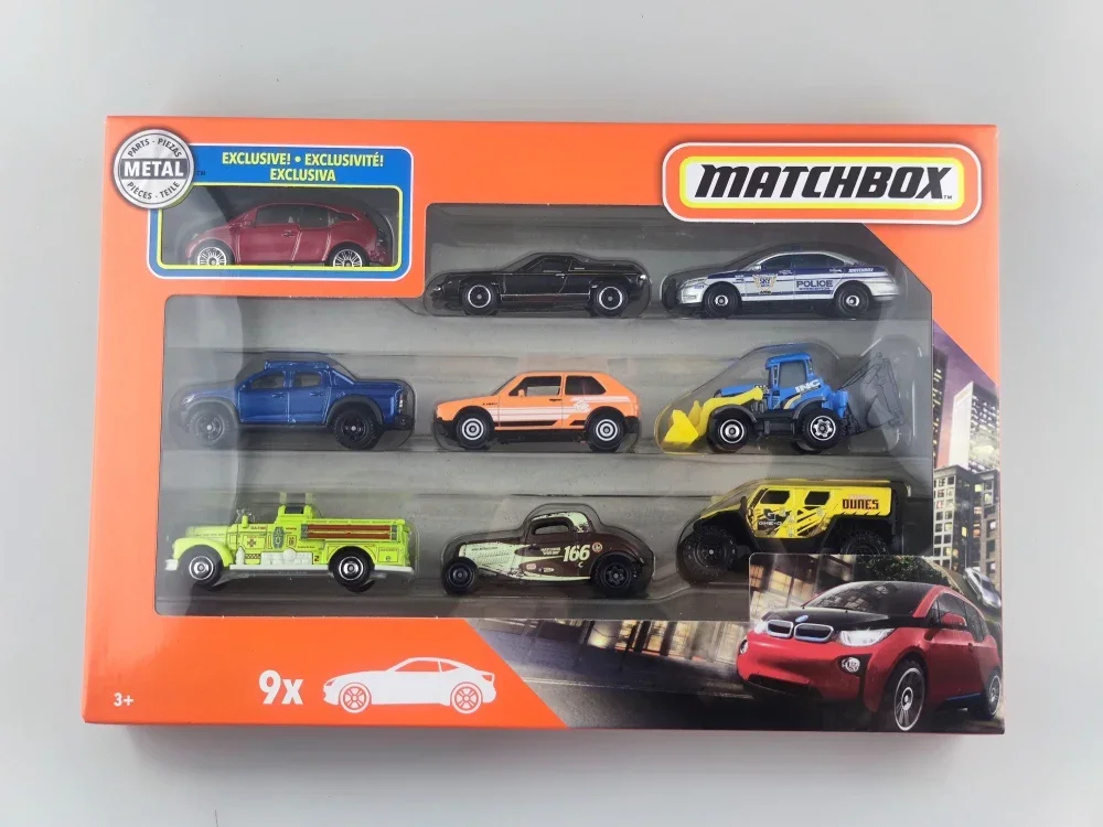 Original Mattel Matchbox 1/64 Car Alloy City Hero Series 9Pcs-Pack Racing Ford Sedan Sport Vehicle Toys for Boys Collection Gift